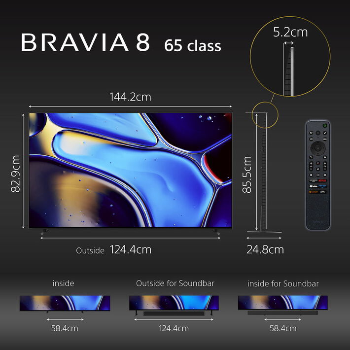 65" BRAVIA 8 | XR Processor | OLED | 4K Ultra HD | HDR | Google TV,  65" BRAVIA 8 | XR Processor | OLED | 4K Ultra HD | HDR | Google TV, , product-image