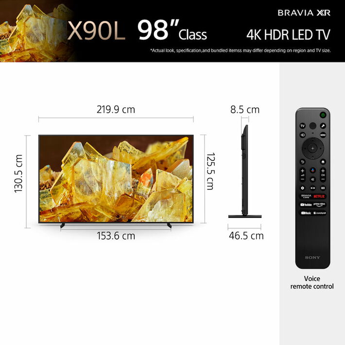 98" X90L | BRAVIA XR | Full Array LED | 4K Ultra HD | High Dynamic Range HDR | Smart TV (Google TV),  98" X90L | BRAVIA XR | Full Array LED | 4K Ultra HD | High Dynamic Range HDR | Smart TV (Google TV), , product-image