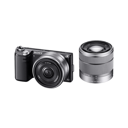 16.1 Megapixel Camera with SEL1855 and SEL16F28 Lens (Black), , hi-res