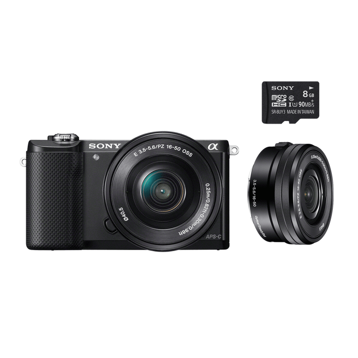 Alpha 5000 E-mount Camera and 16-50 mm Zoom Lens with 8 GB Memory Card, , product-image