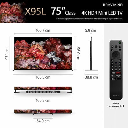 75" X95L | BRAVIA XR | Mini LED | 4K Ultra HD | High Dynamic Range (HDR) | Smart TV (Google TV), , hi-res