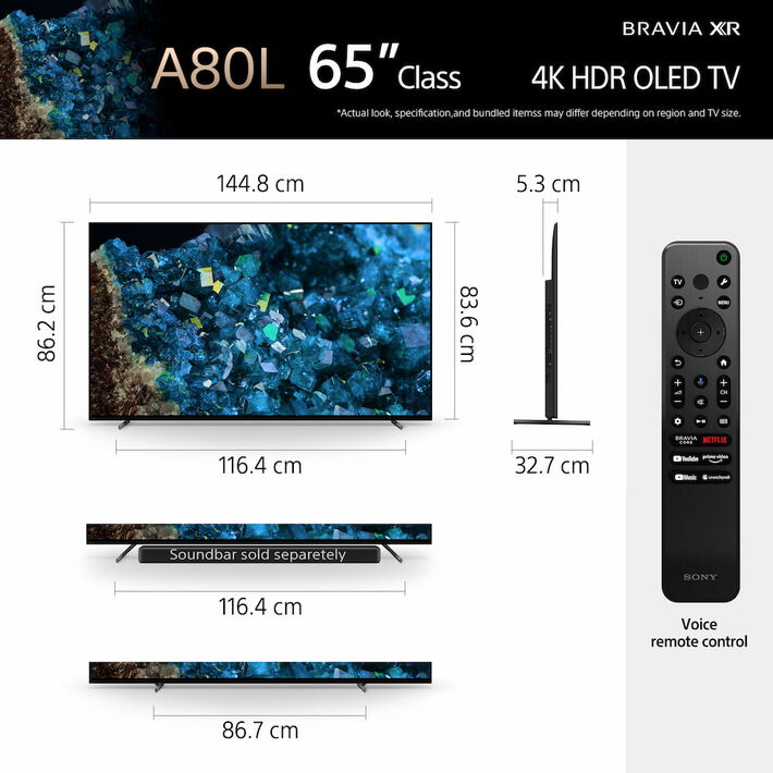 65" A80L | BRAVIA XR | OLED | 4K Ultra HD | High Dynamic Range (HDR) | Smart TV (Google TV), , product-image